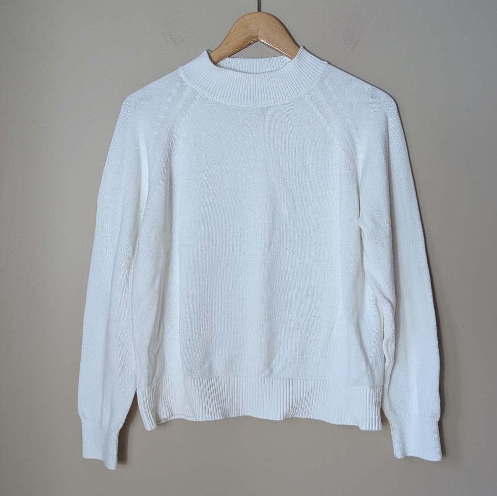 Quince White Crewneck Knit Sweater